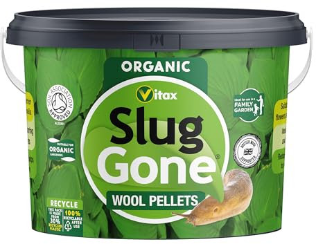 Vitax Slug Gone Wool Pellets, Natural, Organic Barrier To Protect Borders, Pots & Containers From Slugs And Snails, Long Lasting - 10L