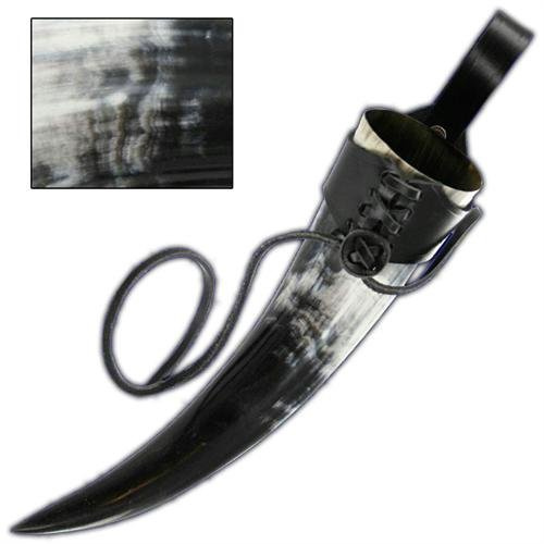 Armory Replicas German Medieval 100% Natural Cow Drinking Beer Horn Black