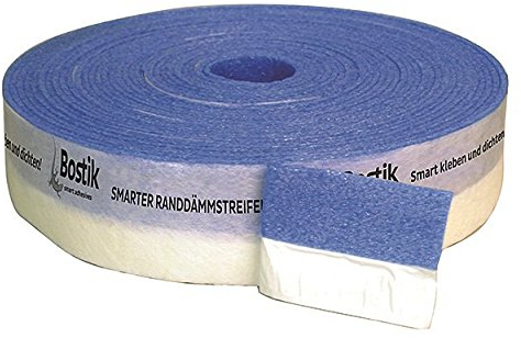 Bostik Randdämmstreifen 25m Rolle 5x50mm PE-Schaum-Streifen mit integriertem Vliesrücken zur optimalen Schall- und Wärmedämmung in Randbereichen