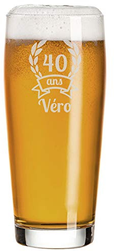 Amikado Pinte de bière Anniversaire personnalisée avec Un Age et Un Prénom (Verre)