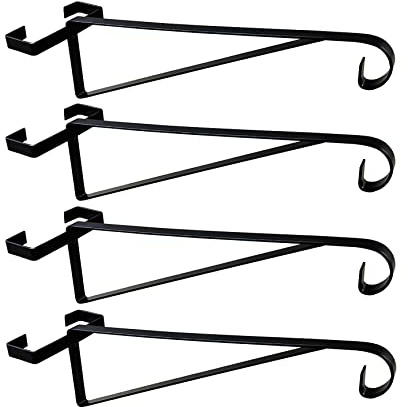 Selections Metal Hanging Basket Brackets Hooks Hangers for Concrete Fence Posts - Pack of 4