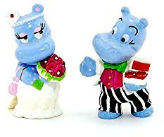 Kinder Überraschung Braut und Bräutigam als Hochzeitspaar niedliche Happy Hippo Figuren (Deko Figuren)
