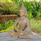 ECD Germany Statue de Bouddha Assise 50 cm en Pierre Artificielle Polyrésine Aspect Bronze Sculpture Décoration de Jardin Feng Shui Yoga Figurine Statuette Siddharta Asie Objet Décoratif Maison