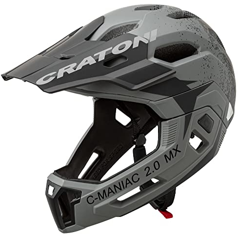 Cratoni C-Maniac 2.0 MX Fahrradhelm Fullfacehelm Downhill Freeride Kinnbügel abnehmbar (M/L (54-58 cm), Stone)