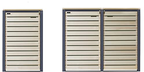 Mülltonnenbox 240L Mülltonnenverkleidung Mülltonnecontainer Holz vorimprägniert Natur-anthrazit mit Rückwand Mod.HH (3 Tonnen Natur-anthrazit (NA))
