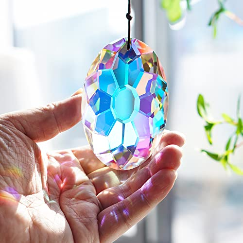 AB-Beschichtung zum Aufhängen von Fenstern, Kristallprismen, Sonnenfänger, Regenbogenmacher, Glas, hängende Ornamente für Haus, Garten, Dekoration (89 mm, 8,9 cm)