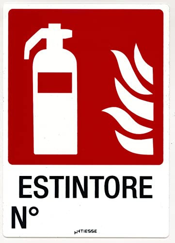 TIESSE - Cartello ESTINTORE NUMERO in Forex (PVC espanso) non adesivo - Dimensione: 150x210 mm - MADE IN ITALY