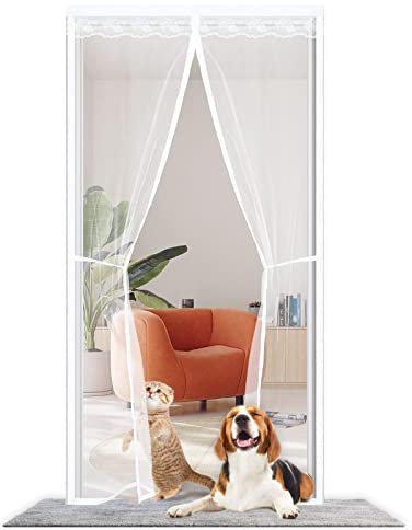 Fliegengitter Balkontür Magnet 100x200cm,Mückenschutz Tür mit kinderleichter Klebemontage ohne Bohren, Magnetischer Fliegenvorhang,Magnetvorhang Insektenschutz für Türen und Terrassen,Weiß