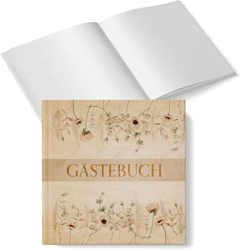 Gästebuch Boho: Erinnerungsbuch für Hochzeit, Fotoalbum Hardcover, Erinnerungsalbum für Taufe, Kommunion, Konfirmation & Firmung, Taufbuch, 48 Blanko Seiten, Hochzeitsgästebuch Vintage, 15 x 15 cm