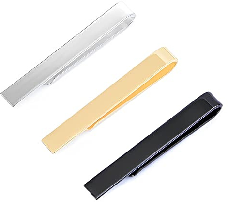 Joyzol Krawattenklammern, 3 Stück, schmale Krawattenklammer für Herren, mit Geschenkbox, Metall-Krawattennadel, für normale oder traditionelle Krawatten
