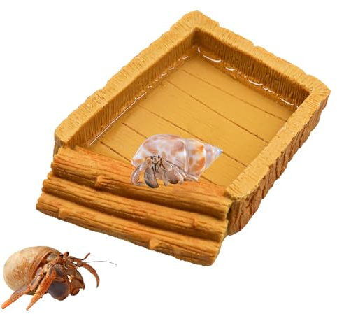 Reptile Food & Water Dish Bowl - 16 x 10 cm Resin Feeder Tray, Aquarium Tank Accessories for Small Animals Lizards Turtles Hermit Crabs Geckos Chameleon Bearded Dragon Tortoise Frog Turtle Snail