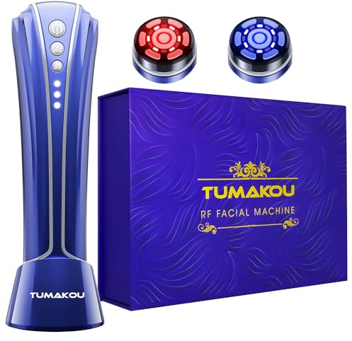 Radiofrequenz Gerät Gesicht - TUMAKOU 4 in 1 EMS Microcurrent Facial Device | Blau Red Light Therapy Face - Mikrostrom Gerät Gesicht- Gesichtsmassagegerät Gegen Falten für Anti-Aging,Face Lifting