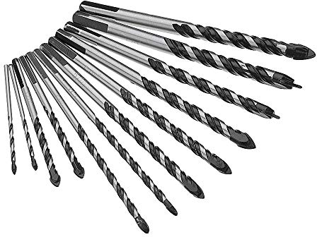 BREAKA 10 Stück 1/8 1/4 5/16 3/8 1/2 Steinbohrer Spiralbohrer-Set for Fliesen, Ziegel, Zement, Beton