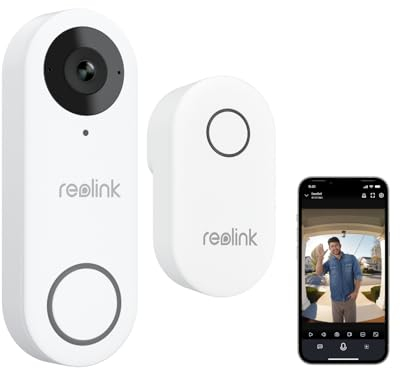 Reolink 5MP Video-Türklingel Kamera mit Chime, 3:4 Kopf-zu-Fuß-Ansicht, 180° Blick, 5/2,4GHz Wi-Fi, Personen-/Paketerkennung, Wasserdicht, Smart-Alarme, Kabelgebunden, Video Doorbell WiFi Weiß