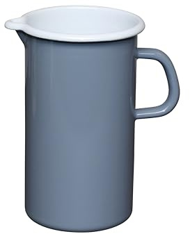 Riess, 0836-065, Krug 1,5 l, Retro, PURE GREY, Emaille, Made in Österreich, LBH: 16,3x11,3x19,0cm, 0,530kg, Krug, Hitzebeständig, Kompakt, Kratzfest, Schmutzabweisend, Spülmaschinenfest