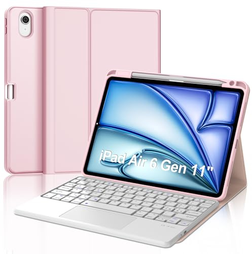 WINCHKING Cover Tastiera per iPad Air 11 M4 2026/M3 2025/M2 2024 con Touchpad, Italiano QWERTY, Custodia con Bluetooth Rimovibile Tastiera per iPad Air 11 Pollici M4/M3/M2, Rosa chiaro