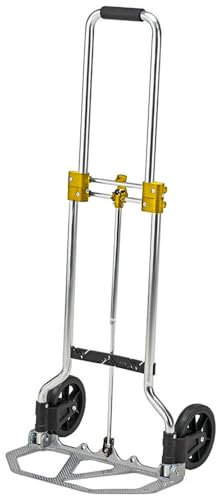 Paluplus Carrello Portapacchi Pieghevole Salvaspazio in ALLUMINIO con Portata 45 Kg, misura 38x34x96cm, Manico Telescopico e 2 Ruote in Gomma, Montacarichi Manuale per trasporto carichi pesanti -A125