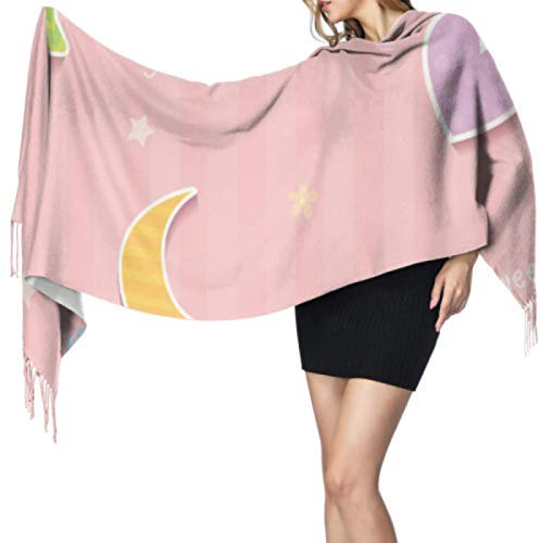 Zdlwaisw Niedlicher Kinder-Schal mit Cartoon-Motiv, einzigartiger Schal, farbiger Schal, 196 x 68 cm, groß, weich, Pashmina, extra warm, Siehe Abbildung, Einheitsgröße