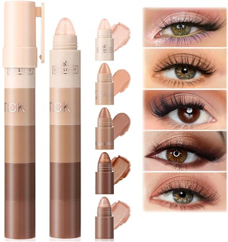 Eyeshadow Stick,5 Colors Soft Creamy Matte Shimmer Eye Shadow Pencil,Powder Metallic Shimmer Eyeshadow Pen Crayon,Highlighting Pigmented Shiny Eyeshadow Pencil Waterproof Classy Eye Shadow Stick (B)