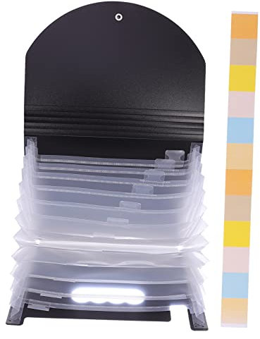 AUTSUPPL Pochette Accordéon A5 Noire Multifonction 13 Compartiments en Plastique, Organiseurs de Documents pour Usage Scolaire ou Voyage