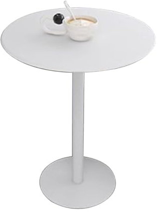 Moderner hoher Tisch für Esszimmer, Küche, Bar, Restaurant-Bistrotisch, 18,9 Zoll, runde Platte, 23,6 Zoll, Metallfuß, Säulentisch, Tulpentisch für 2–4 Personen – einfache Montage (Größe: 48