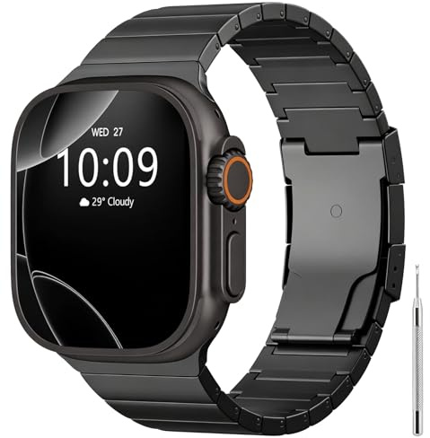 TiMOVO Titanarmband kompatibel mit Apple Watch Ultra 3/2/1 49mm | Verstellbares Ersatzarmband mit Metallgliedern für Herren, leichtes Premium-Titan, bequeme Passform für den Alltag