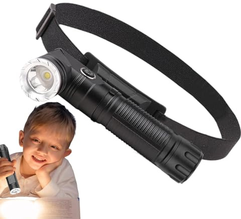 Genérico Luz de trabajo recargable, linterna de cabeza giratoria | Las linternas de mano recargables 90 grados rotación | Luz de trabajo impermeable para mochileros caminando al perro o