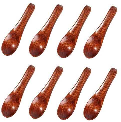 8 Stück Kleine Holzlöffel, Mini Löffel Aus Holz, Holz-Teelöffel, 6 x 1.8 cm, Holzlöffel mit kurzem Griff, Mini-Gewürzlöffel, für Salz, Zucker, Gewürze, Honig, Kaffee