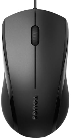 TOUGS Mouse silenzioso con cavo, mouse USB per computer portatile, 800 DPI, cavo da 1,8 m, pulsante silenzioso, mouse ottico per computer portatile, Mac, notebook