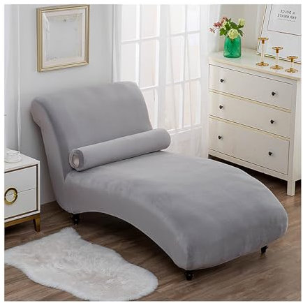 Stretch Chaiselongue Bezug mit rundem Kissenbezug, elastischer Schonbezug für Relaxliegen, ohne Armlehnen, waschbar, rutschfest, Relaxstuhlbezüge für armlose Chaiselongue