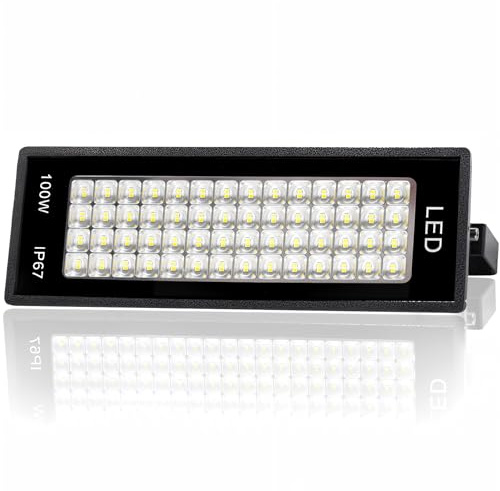 Indmird Faretto LED da Esterno 100W, Super Luminosa 14000LM Faro Led esterno 7000K Bianco Freddo Impermeabile IP66 Faretti led per Esterni per Garage, Giardino, Fattorie, Fabbriche, Magazzini, Stadi