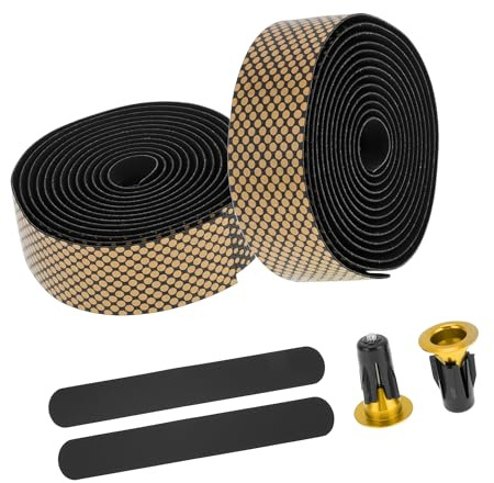 QUARKZMAN 1 Paar Lenkerband, Rutschfestes Und Stoßdämpfendes Lenkerband Für Road Bike, Griffband Für Mountain Bike, 2.15m Länge, Schwarz Gold Ton