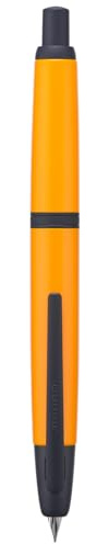 Jinhao Série 10 Stylo-plume à pression Orange avec pointe moyenne rétractable, convertisseur d'encre et boîte à stylo en métal (Version avec clip noir)