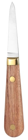 Abaodam Coltello Ostriche in Acciaio Inossidabile Manico in Legno, Strumento di Apertura per Ostriche Sicuro e Comodo, per Barbecue e Feste