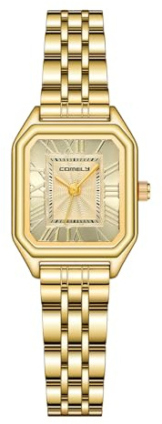 CIVO Armbanduhr Damen Gold Damenuhr: Vintage Rechteckiges Analog Wasserdicht Edelstahl Kleine Uhren - Geschenke für Mama Frau Freund