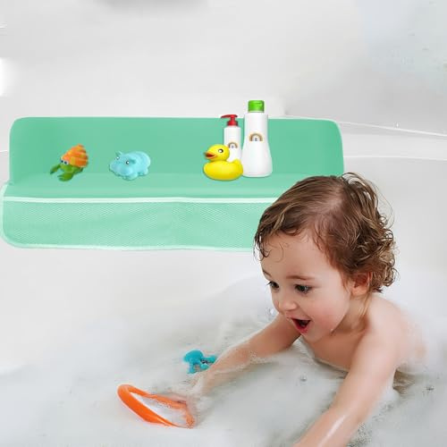 Bath Tub Splash Guard Silicone Bath Tub Shelf and Organizer for Baby Bath Toys Tub Topper Splash Guard for Kids with Suction Cups