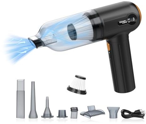 Tiazhan Handstaubsauger Akku, 15000 Pa /4 in 1 Handstaubsauger Auto& Staubsauger, Led Display, USB Wiederaufladbarer Mini Staubsauger für Auto, Haus & Tierhaar Reinigung