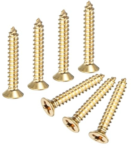 M METERXITY 50-Pack Brass Wood Screws M3x20mm | Phillips Flat Head Self-Tapping, for Door Hinges, Woodworking, Furniture Repair, Gardening, DIY Crafts Decorative