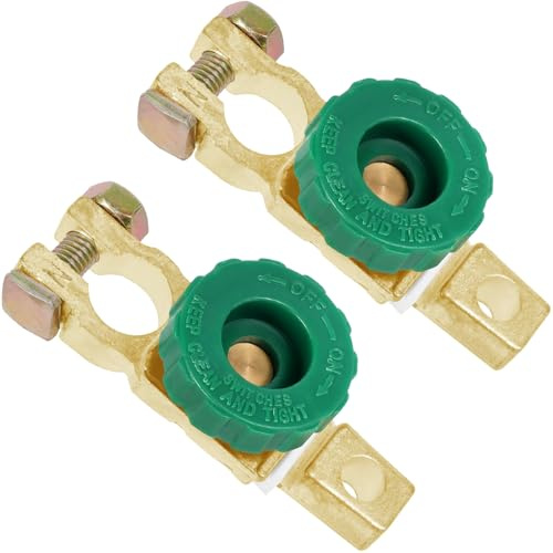 2 Stück Batterie Trennschalter 12V 24V, BUNTOR Messing Batterietrennschalter, Autobatterie Trennschalter für PKW, LKW, Fahrzeuge, Boote