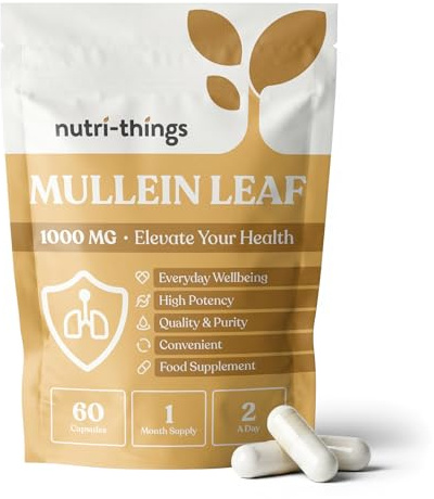 Mullein Leaf Extract Capsules 10000mg Equivalent Per Serving| Vegan Lung Cleanse & Respiratory Support | Clears Mucus & Congestion | Soothes Throat | Lung Health & Detox for Smokers | 60 Capsules
