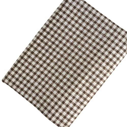 Vayliro 4m x 150cm Karierter Stoff Baumwolle Leinen Mischgewebe Meterware Karo Stoffe Nähstoff Dekostoff zum Nähen für DIY Handwerk Vorhänge Tischdecken Sofabezüge Kissenbezüge Kleidung,Kaffee