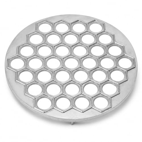 WAHEWUD Russische Pelmeni Form und Ravioli Maker aus Aluminiumlegierung, Langlebiger Teigtaschenformer für 37 Knödel Manti Teigtaschen, Ravioliausstecher Knödelmacher Silber 25 cm