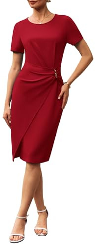 GRACE KARIN Women's Bodycon Office Dress, Short Sleeve Round Neck with Slit, Formal Pencil Dress