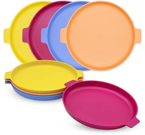Spetebo Set di 8 piatti da torta riutilizzabili in plastica, colorati, 20 cm, da campeggio, infrangibili, riutilizzabili, piatti da picnic, per alimenti, lavabili in lavastoviglie