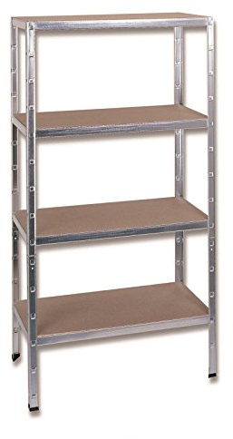 SCHULTE Regalwelt Schwerlastregal mit 4 Holzböden, 180x90x40 cm (HxBxT), Traglast pro Ebene ca. 175 Kg, verzinkt, Lagerregal, Kellerregal, Werkstattregal, Steckregal