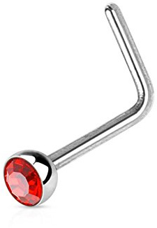Paula & Fritz® L-Form Nasen-Piercing Nasenpiercing-s Nose für Nasenfluegel als Nasenschmuck Nasenstecker Nostril Edelstahl Chirurgenstahl 316L Zirkoniaspitze
