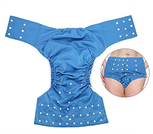 Vuxen fickblöja, fleecetyg justerbar Nappy pant förhindrar sidoläckage tvättbar återanvändbara blöjbyxor för inkontinens vård (mörkbl?