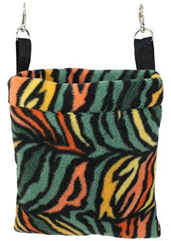 Deluxe Nest Pouch (Rainbow) - Hanging Fleece Cage Accessory Toy - For Sugar Gliders, Squirrels, Marmosets, Hamsters, Ferrets, Birds, Rodents, Rats, Reptiles, Small Pets - Hammock, Tower, Bed, Nest