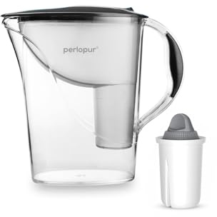PerloPur Filtre à eau standard (anthracite) avec 1 cartouche filtrante Protect+ classic (pour eau dure) Compatible avec Brita Classic