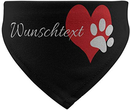 printplanet® - Hundehalstuch mit Name oder Text - Halstuch für Hunde - Layout Pfotenherz - Größe S